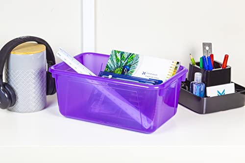 Storex Small Cubby Bin, 12.2 x 7.8 x 5.1 Inches, 5-Pack, Candy Violet (62478U05C) - color: Tint Violet, style: Bin Only