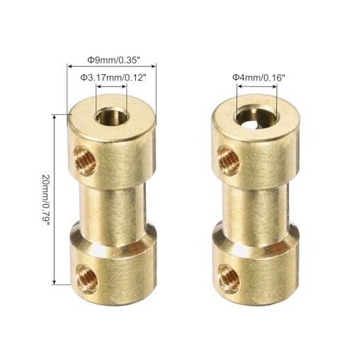 MECCANIXITY 6pcs 3.17mm to 4mm Brass Shaft Coupling Joint Connector with Screws and Hex Wrench Flexible Motor Shaft Coupler for Car Wheels Tires Shaft Motor - size: 3.17mm to 4mm