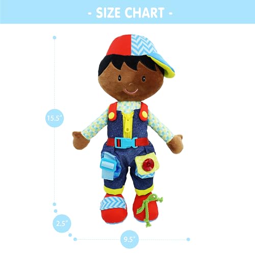June Garden 15" Isaiah Montessori Learn-to-Dress Plush Doll - color: Isaiah