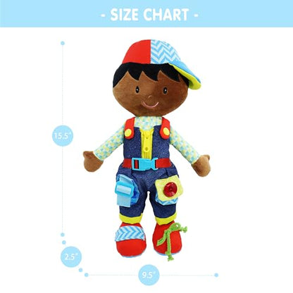 June Garden 15" Isaiah Montessori Learn-to-Dress Plush Doll - color: Isaiah