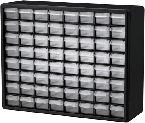 Akro-Mils 10164, 64 Drawer Plastic Parts Storage Hardware and Craft Cabinet, 20-Inch W x 6-Inch D x 16-Inch H, Black - color: Black, size: 64 Drawer, style: 1 Pack
