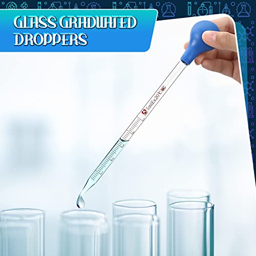 Weewooday 16 Pcs Glass Droppers with Rubber Bulb Stir Rod,Blue,5 Ml, 10 Ml - color: Blue, size: 5 ml, 10 ml