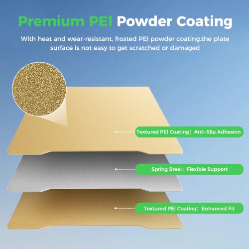 Creality K2 Build Plate, 270x293mm Textured PEI Sheet Magnetic Flexible Removable Spring Steel Printing Plate 3D Printer Bed Plate, K2 Combo PEI Gold Double Sided Frosted Build Plate for 3D Printer - color: PEI Frosted Gold, size: K2