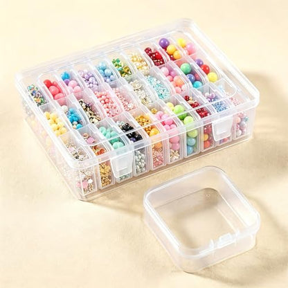 31Pcs Clear Plastic Storage Organizer, 30 Mini Square Portable Cases & 1 Large Container, Durable Sorting Holder for Jewelry, DIY Craft Accessories & Tiny Daily Parts