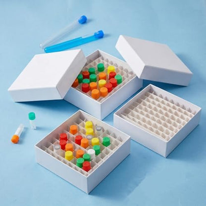 18Pcs White 81 Well Cardboard Freezer Box for Lab Storage Waterproof Coating - color: White