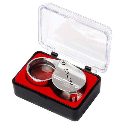 Othmro 1Pcs 30X Magnifying Glass, Diameter 0.83inch Mini Microscope Jewelry Eye Loupe Magnifier, Silver Magnifying Glass Powerful Doublet, Chrome Plated, Round Body Jewel Loupe for Stamps - color: B 30x/21mm