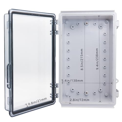 Waterproof Outdoor Electrical Box Junction Box Weatherproof IP67 ABS Plastic Enclosure Switch Router Project Box with Mounting Plate with Wall Bracket 2 Cable Glands Clear 10.23" x 6.3" x 3.94" - color: Clear, size: 10.23" x 6.3" x 3.94" 1pc