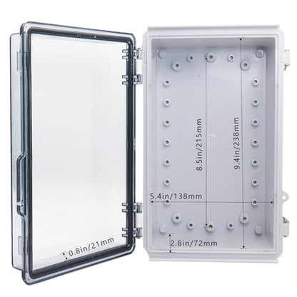 Waterproof Outdoor Electrical Box Junction Box Weatherproof IP67 ABS Plastic Enclosure Switch Router Project Box with Mounting Plate with Wall Bracket 2 Cable Glands Clear 10.23" x 6.3" x 3.94" - color: Clear, size: 10.23" x 6.3" x 3.94" 1pc