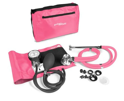 Lumiscope Professional Blood Pressure Kit - Stethoscope, Manual BP Cuff, Sphygmomanometer - Pink - color: Pink