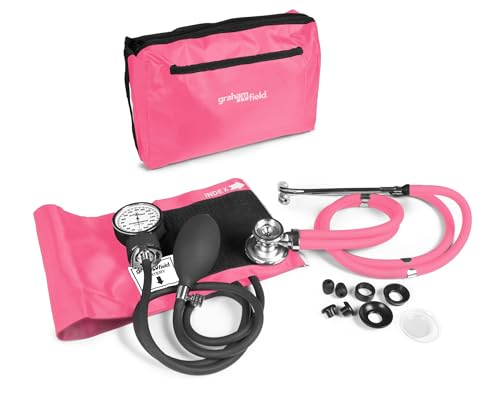 Lumiscope Professional Blood Pressure Kit - Stethoscope, Manual BP Cuff, Sphygmomanometer - Pink - color: Pink