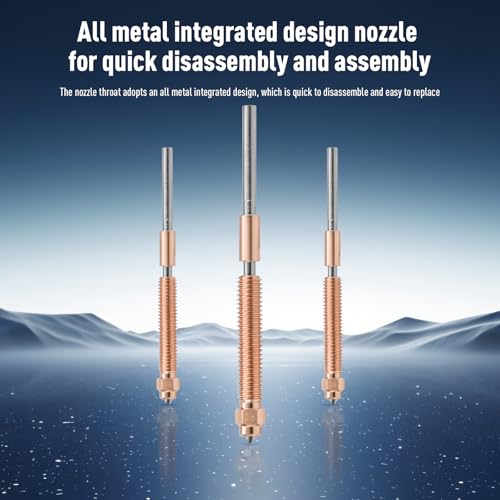 K2 Plus Nozzles 0.2mm* 0.4mm*0.6mm 3PCS, Unicorn K2 Quick-Swap Nozzles with Titanium Alloy Heat Break, Copper Alloy and Hardened Steel Nozzle, High Flow Nozzles Kit for K2 Plus 3D Printer