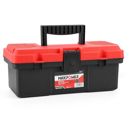 MAXPOWER 12-inch Small Plastic Tool Box, Lockable, Removable Tray - color: Red, size: 12"