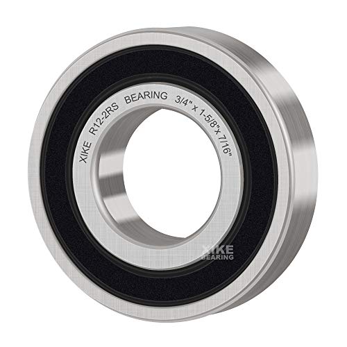XiKe R12-2RS Sealed Ball Bearing, 3/4" x1-5/8 x7/16 (10-Pack) - size: R12-2RS - 3/4 x 1-5/8 x 7/16 in