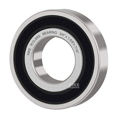 XiKe R12-2RS Sealed Ball Bearing, 3/4" x1-5/8 x7/16 (10-Pack) - size: R12-2RS - 3/4 x 1-5/8 x 7/16 in