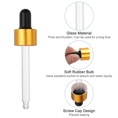 PATIKIL Glass Eye Dropper Caps, 6 Pcs Anodized Aluminum Glass Dropper Closure Top for 30ml(1oz) Essential Oils Bottle, Perfume, Lab Experiments, Gold Tone - color: Gold Tone, size: 30ml