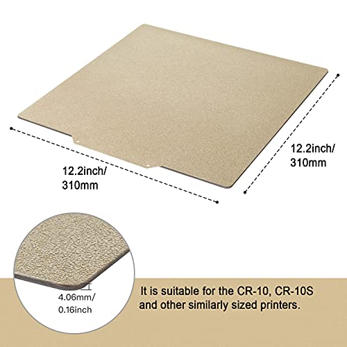 HICTOP 310 * 310mm Textured PEI Plate Double Sided Room Temp Cold Printing Universal Fit for CR-10 CR-10S Artillery SW-X1/SW-X2 Longer LK1 LK5/LK5Pro, Most 310 * 310mm 3D Printers, No Glue Needed - size: 310*310mm, style: Both sides Textured PEI