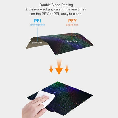 BORDSTRACT Double-Sided Build Plate, PEY Starry Sky + PEI Textured Spring Steel 235x235mm Without Soft Magnetic Base, Printing Platform for K1/K1 Max Model 3D Printer - style: PEI spray + PEY starry sky 235*235mm