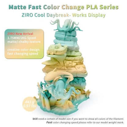 ZIRO Matte PLA Filament, 1.75mm 1kg Fit Most FDM Printer, Cool Daybreak - color: Cool Daybreak (Matte)