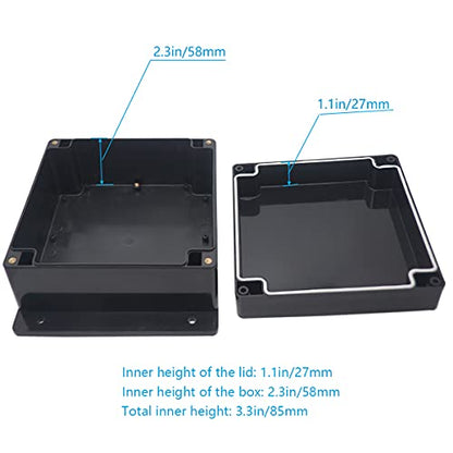 Junction Box, Zulkit Project Box Waterproof Dustproof IP65 ABS Universal Electrical Boxes Enclosure with Fixed Ear Black 6.30 x 6.30 x 3.54 inch (160 x 160 x 90 mm)(Pack of 1) - size: 6.30" x 6.30" x 3.54"(Pack of 1)