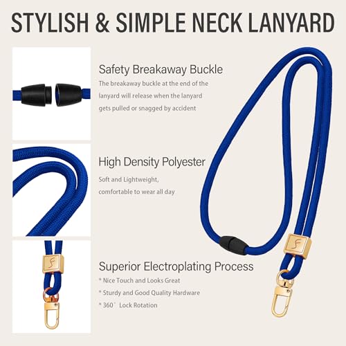 Fishent Lanyard, Cute Neck Lanyards for Keys ID Badges Holder, Keychain Key Teacher Lanyard with Safety Breakaway Buckle for Women Men, Royal Blue - color: Royal Blue