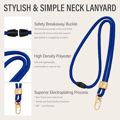 Fishent Lanyard, Cute Neck Lanyards for Keys ID Badges Holder, Keychain Key Teacher Lanyard with Safety Breakaway Buckle for Women Men, Royal Blue - color: Royal Blue