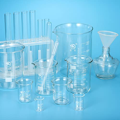 PATIKIL 1000ml Low Form Glass Beaker, 3.3 Borosilicate Glass Graduated Printed Scale Measuring Cups with Spout for Kitchen Lab Liquids Transit Boiling - size: 1000ml