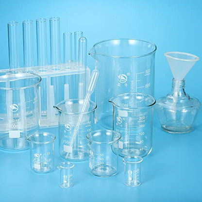PATIKIL 1000ml Low Form Glass Beaker, 3.3 Borosilicate Glass Graduated Printed Scale Measuring Cups with Spout for Kitchen Lab Liquids Transit Boiling - size: 1000ml