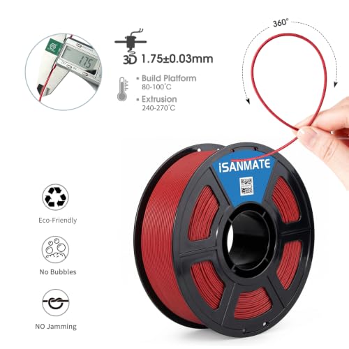 iSANMATE 3D Printer Filament ASA Marble Red Granite, UV & Weather Resistant ASA Filament Perfect for Outdoor Functional Parts, for Bambu Lab 3D Printers,AMS,AMSLite, 1kg Spool (2.2lbs) - color: Marble Red Granite