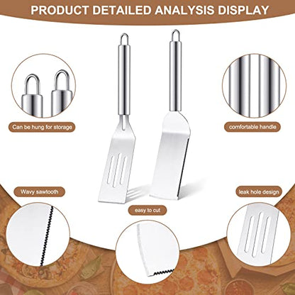 Yaomiao 4 Pcs Small Stainless Steel Spatula 10 x 2 Inch Flat Slotted Turner