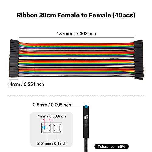 Chanzon 40pcs 20cm Female to Female Ribbon Jumper Wire Dupont Cable Line - color: (3) Female to Female (40pcs), size: 20CM