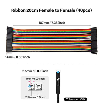 Chanzon 40pcs 20cm Female to Female Ribbon Jumper Wire Dupont Cable Line - color: (3) Female to Female (40pcs), size: 20CM