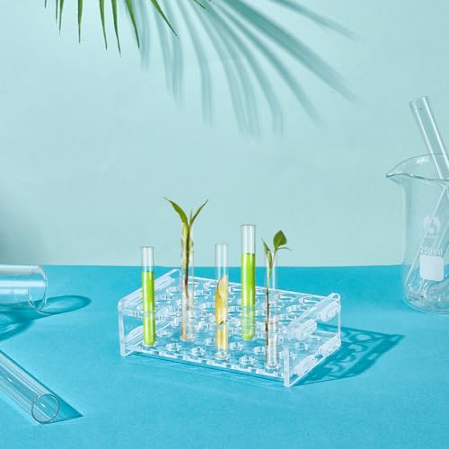 UNICRAFTALE 2 Set 24-Holes Acrylic Test Tubes Holder Rack Lab Supplies Rectangle Clear Tests Tube Rack Round Holes Tests Tube Holder for Test Tubes Chemistry Laboratory 5.27"x2.95"x1.45" - size: 13.4x7.5x3.8cm