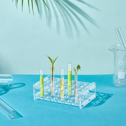 UNICRAFTALE 2 Set 24-Holes Acrylic Test Tubes Holder Rack Lab Supplies Rectangle Clear Tests Tube Rack Round Holes Tests Tube Holder for Test Tubes Chemistry Laboratory 5.27"x2.95"x1.45" - size: 13.4x7.5x3.8cm