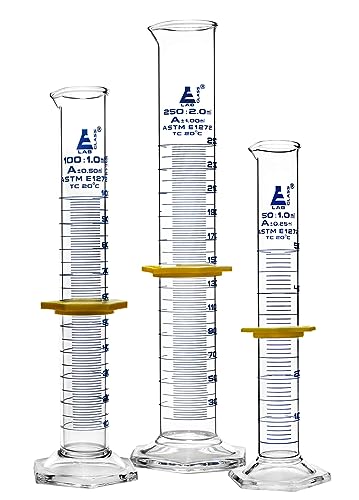 Graduated Cylinder & Volumetric Flask Set, Class A Borosilicate, 6 Pc