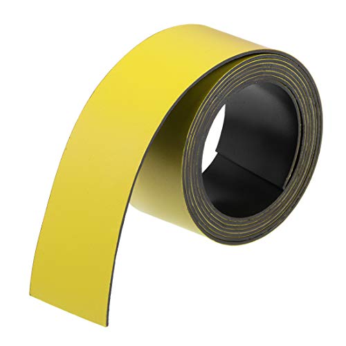 uxcell Dry Erase Magnetic Strip 1 Inch x 3.3 Feet Magnetical Sheet Labels Stickers Writable Yellow for Whiteboards Refrigerator and Crafts - color: Yellow
