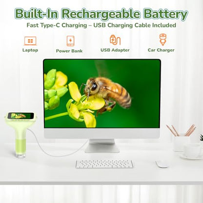 Kids Digital Microscope with 3-Inch Screen: STEM Toy Science Gift Ages 4-12 - color: Green