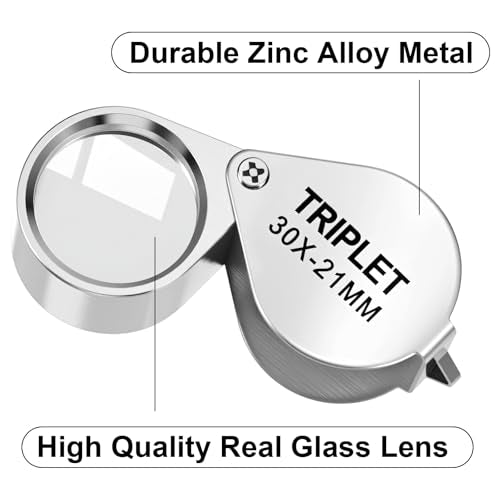 Xindojuz 2 PCS Jewelers Loupe Magnifier, Pocket Foldable 30 x 21mm