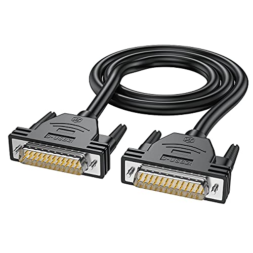 DB25 Male to Male Cable 10 feet, 26awg Tinned Copper Wires,Double-Shielded with Foil &Metal Braid, D-SUB 25 pin Cable RS232 Serial Cable in Black - color: Male to Male, size: 10 feet