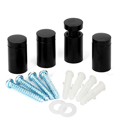 Sign Standoff 1/2" x 3/4", Sign Standoff Screw, Black Aluminum, for Acrylic, Glass, PVC, Glass Panel, Wood, Pack of 4