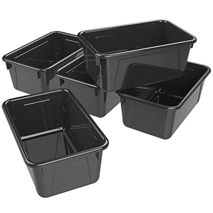 Storex Small Cubby Bin, 7.8 x 12.2 x 5.1 Inches, Black, 5-Pack (62466E05C) - color: Black, style: Bin Only