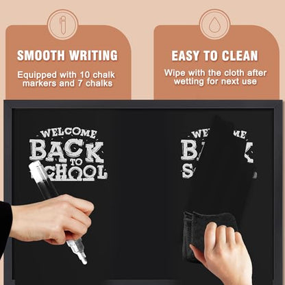 SELEAD Magnetic Chalkboard Words Sign - 24" x 36", Black Wood Frame - color: All Black, size: 36"W x 24"H