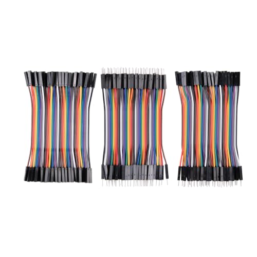 ELEGOO 120pcs 10cm Short Breadboard Jumper Wires, 3-Type Dupont Wire Kit - color: 120pcs (F-F/M-M/M-F), size: 4 inch