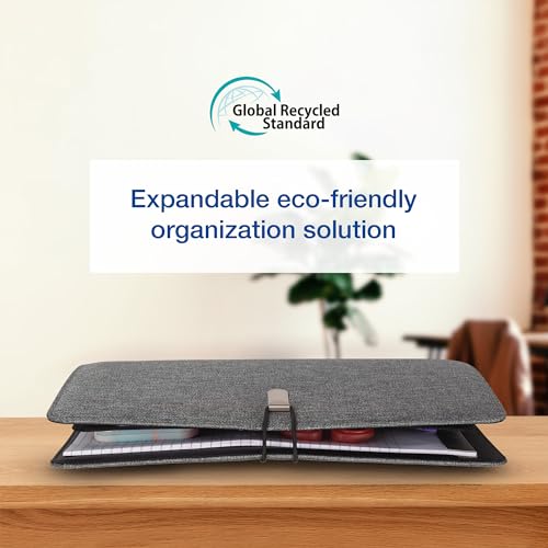 Samsill Professional Padfolio, Recycled Water Bottle Material, rPET, Business Portfolio for Men and Women, with 8.5 x 11 Writing Pad, Contrast Gray/Black - size: Letter - 8.5 x 11 inches, style: Recycled Padfolio