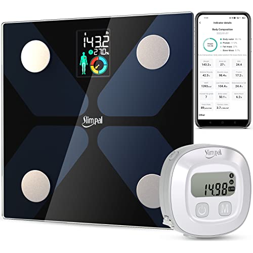 Slimpal Body Fat Measuring Tape and Smart Scale for Body Weight and Fat with APP Digital Bathroom Scale for Weight Loss, Body Composition and Circumference Analyzer - color: Cs20m+84114