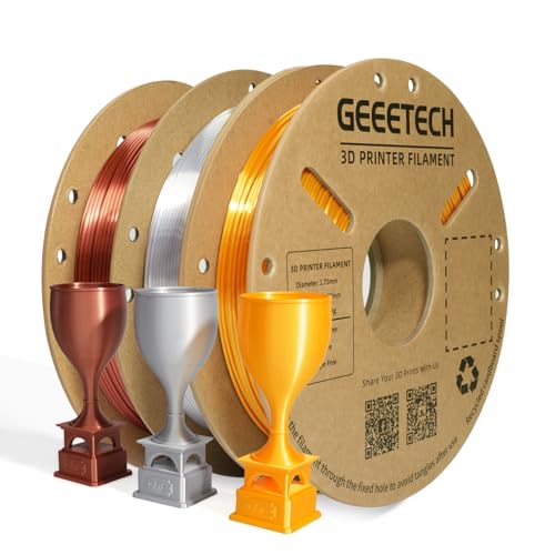 Geeetech Silk PLA 3D Printer Filament, 1.5KG Metallic Silver+Copper+Gold - color: 1.5kg Silk Silver+copper+gold