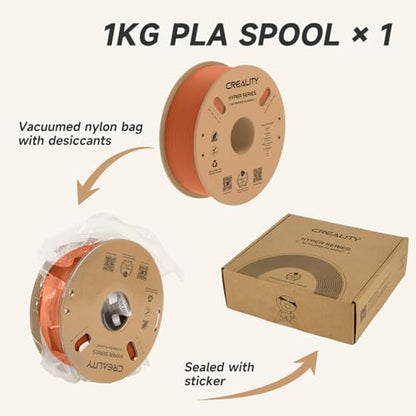 Official CREALITY Hyper PLA Filament 1.75mm, High Speed PLA 30-600mm/s Rapid 3D Printer Filament, Dimensional Accuracy +/-0.02mm, Fit Most FDM 3D Printers, 1KG(2.2lbs) Spool Burnt Orange - color: Burnt Orange
