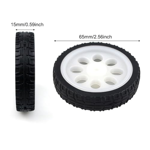 4 Pack TT Motor Wheels with Rubber Tire High Speed Encoder Smart Robot Car Wheel Replacement Spare Parts for Gearbox Motor 200RPM Ratio 1:48 Shaft Motors DIY Robot Smart Car Chassis Kit Arduino