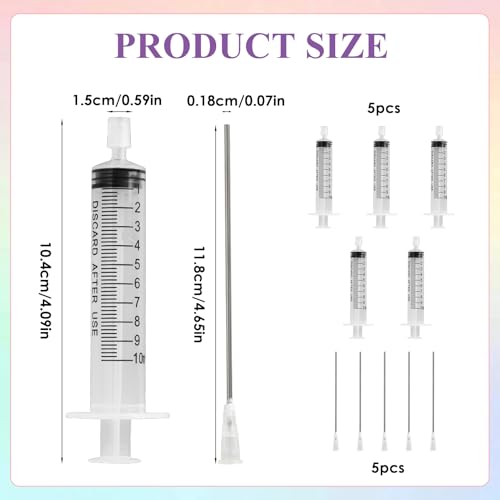 5 Pack-10ml Plastic Perfume Syringe Extracto Decanter Kit with Blunt Stainless Needle Tip, Suitable for Perfume、Ink、Pen、Printer Filling, Refillable Liquid Dispensing and Measuring. - size: 0.3 Ounces