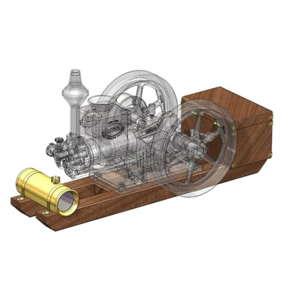 Retrol Engine HM-01 Hit and Miss Engine Model Kit, 4-Stroke Fixed Horizontal Metal Engine Kit with Base Equipment Box/Tankk/Pipe/CDI Igniter/Spark Plug, Gift -Assembled - style: Assembled Version
