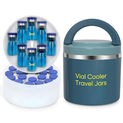3ml Vial Storage Case with Jar, Hold 28 Vials, Perfect for Diabetics, Blue - color: 28slots Blue Jar